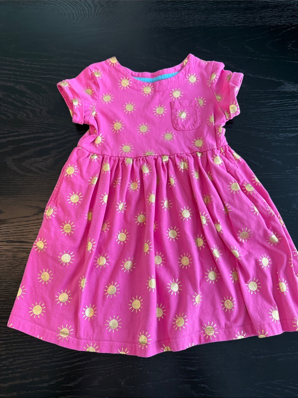Mini Boden Girls' Pink Sun Print Short-Sleeve Dress